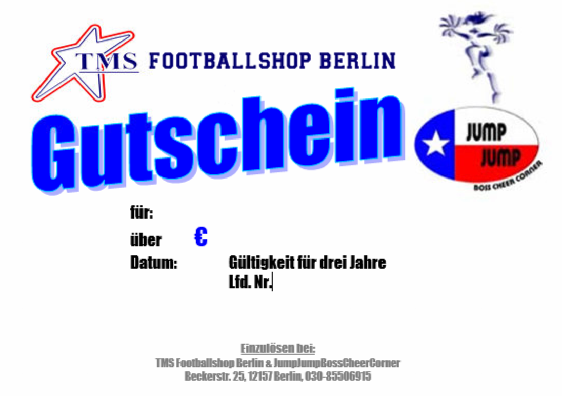 Gutschein TMS Football Shop Berlin